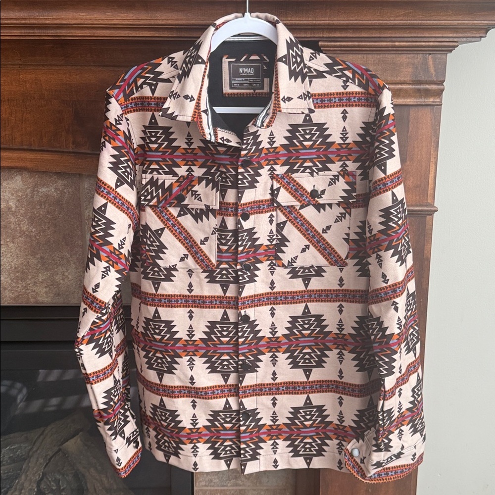 Aztec western all over print button front Shacket Nomad Craft Flow Size Small